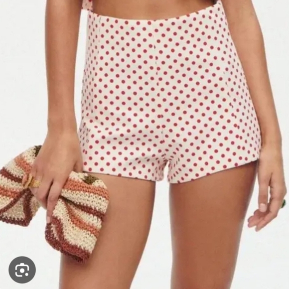 Zara Pants - Zara High-Waisted Red Polka Dot Shorts